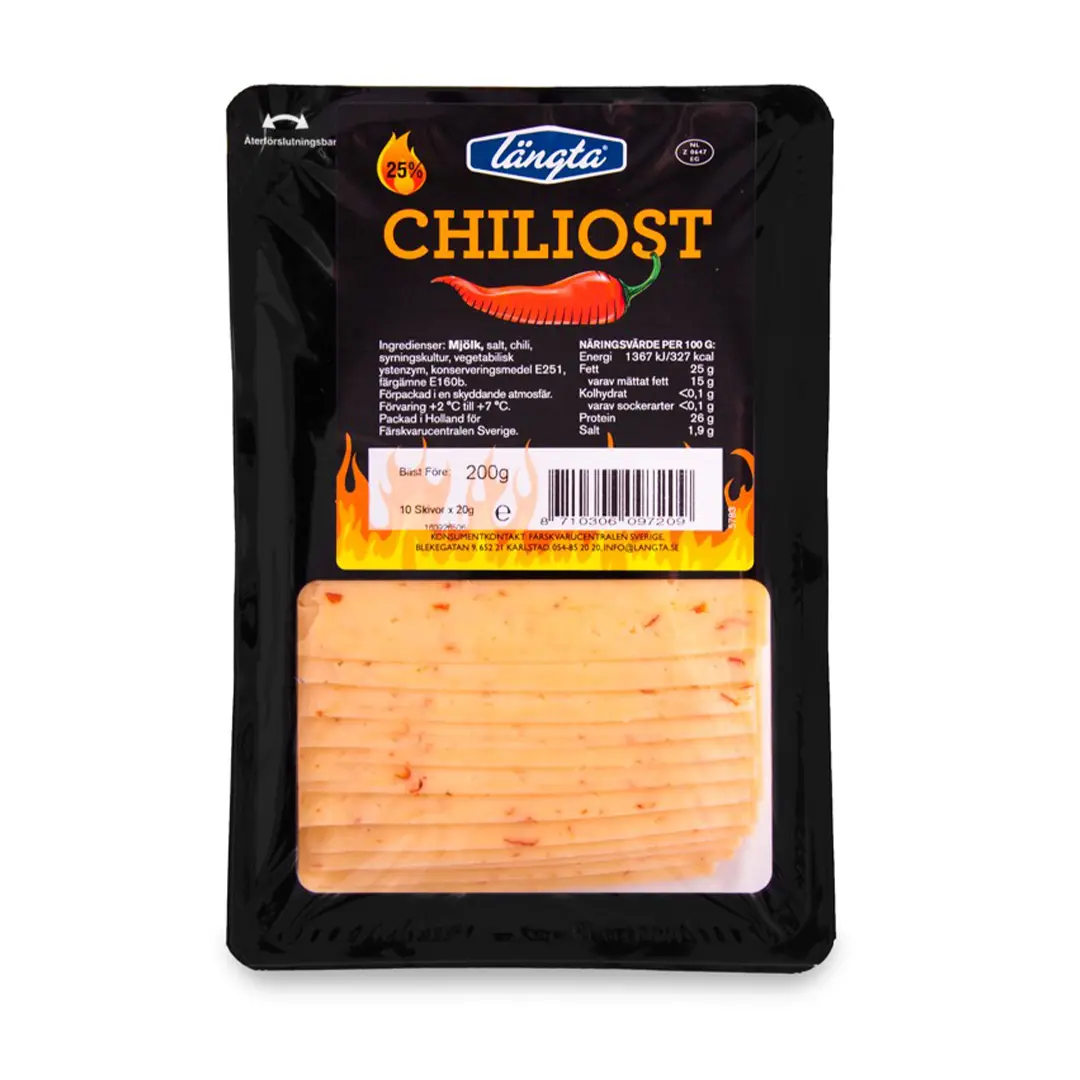 Produktbild för Chiliost Skivad 200g NLChiliost Skivad 200g NL